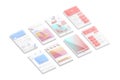 Content and profile page grid interface frame mockup, different types