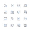 Content promotion line icons collection. Outreach, Amplification, Engagement, Virality, Distribution, Marketing