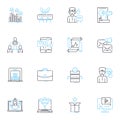 Content promotion linear icons set. Outreach, Promotion, Syndication, Amplification, Advertising, Social, Influencer
