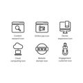Content research, Online pay, Devise responsive, Cloud computing, Website domain, Engagement customer, icon Royalty Free Stock Photo