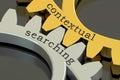 Content Searching concept on the gearwheels, 3D rendering