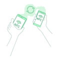 Content sharing, file sending thin line concept vector illustration