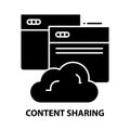 content sharing icon, black vector sign with editable strokes, concept illustration Royalty Free Stock Photo