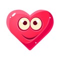 Content Smiling Emoji, Pink Heart Emotional Facial Expression Isolated Icon With Love Symbol Emoticon Cartoon Character Royalty Free Stock Photo