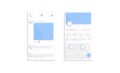 Content social media app post and profile interface frame mockup
