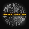 Content Strategy round vector colored linear illustration Royalty Free Stock Photo