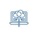 Content synchronization line icon concept. Content synchronization flat vector symbol, sign, outline illustration.