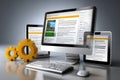 Content system design: management portal, web module, file organizer, user dashboard, data handler, page editor Royalty Free Stock Photo