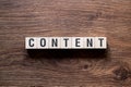 Content - word concept on building blocks, text Royalty Free Stock Photo