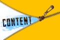 Content word under zipper Royalty Free Stock Photo