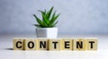CONTENT word on wood blocks concept. digital marketing concept Royalty Free Stock Photo