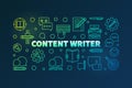 Content writer vector colored line horizontal illustration