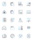 Content writing linear icons set. Copywriting, Blogging, Editing, Proofreading, Content marketing, Brand voice, SEO line