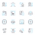 Content Writing linear icons set. Creativity, Clarity, Consistency, Authenticity, Copywriting, Editing, Grammar line