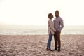 Content young African couple standing on a beach at dusk Royalty Free Stock Photo