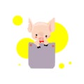 A contented cute pig in a blue denim pocket with a red Bank around its neck and a background Vector illustration Royalty Free Stock Photo