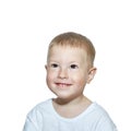 Contented little baby on a white background