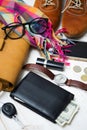 The contents of the female handbag