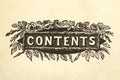 Contents title design Royalty Free Stock Photo