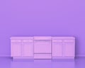 Conter and Kitchen appliances in monochrome single pink purple color room, 3d rendering