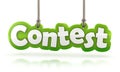 Contest green word text hanging on white background Royalty Free Stock Photo