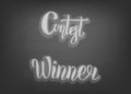 Contest and Winner card with decorative chalkboard background. Vector illustration. Royalty Free Stock Photo