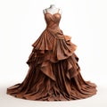 Award-winning Brown Evening Gown: Sculptural, Multilayered, And Hyper Realistic