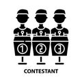 contestant icon, black vector sign with editable strokes, concept illustration