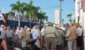 Contestants for Hemingway look-a-like contest gathered in street outside Sloppy Joes in Key West Florida circa July 2010 Royalty Free Stock Photo