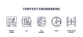 Context engineering features icons for prompt design, data analysis, and ... Royalty Free Stock Photo