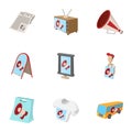 Contextual advertising icons set, cartoon style