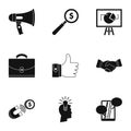 Contextual advertising icons set, simple style