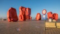 Contextual view of artwork `Rock Strangers` near the beach of Oostende in Belgium