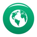 Continent on planet icon vector green Royalty Free Stock Photo