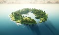 Continent-shaped lake reflects the beauty of earths geography Creating using generative AI tools