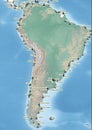 The continent of South America Illustration with the Ports Royalty Free Stock Photo