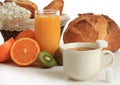 Continental breakfast, coffe, bread, orange juice Royalty Free Stock Photo