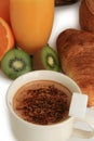 Continental breakfast, coffe, bread, orange juice Royalty Free Stock Photo