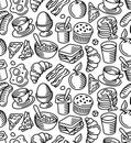 Continental breakfast vector seamless pattern