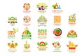 Continental cuisine logo design set, Italian, Greek, French, Japanese, Mexican authentic traditional continental food Royalty Free Stock Photo