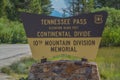 The Continental Divide sign on Tennessee Pass in the Rocky Mountains of Colorado Royalty Free Stock Photo