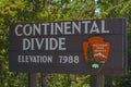 The Continental Divide sign in Yellowstone National Park, Wyoming Royalty Free Stock Photo