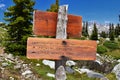 Continental Divide Trail sign in Wind Rivers Range Wyoming along Continental Divide Trail No. 094, Fremont Crossing, Seneca Lake, Royalty Free Stock Photo