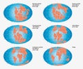 Continental drift on planet Earth, Pangea, Laurasia, Gondwana, today Royalty Free Stock Photo