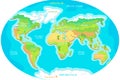 Continents, Oceans on Map of World. Our Planet.