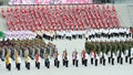 Contingents standing at attention during National Day Parade (NDP) Rehearsal 2013