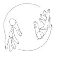 Continious drawing hands oneline circle logo icon vector