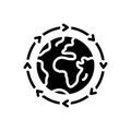 Black solid icon for Continually, worldwide and repeatedly