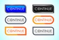 Continue button design illustration, Continue icon suitable for mobile app, and website UI design