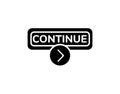 Continue button icon with an arrow symbol in solid black